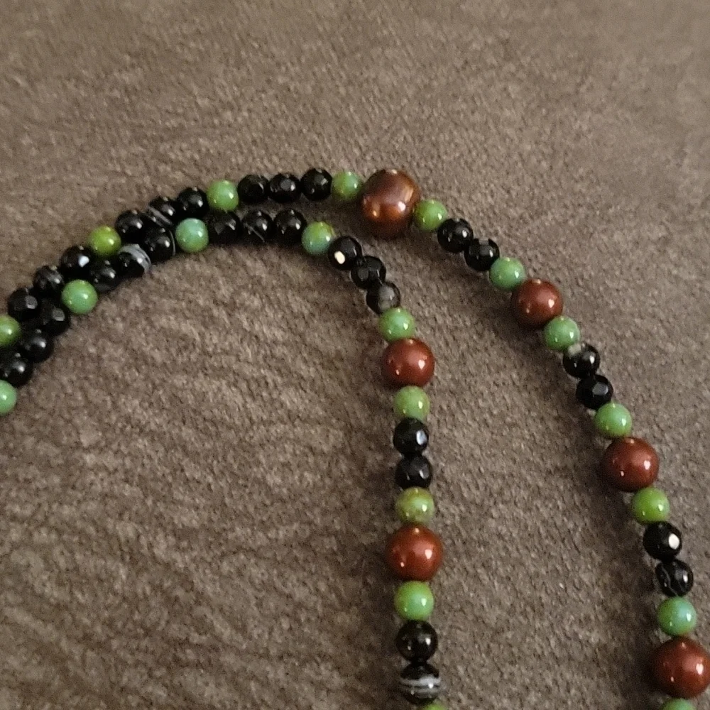 Handmade Agate Swarovski Pearl Czech Glass Pendant Necklace - Picture 3 of 8